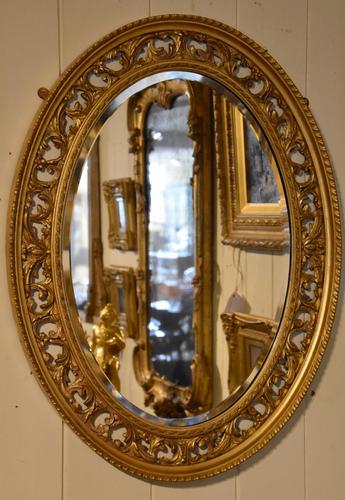 Carved Open Fretwork Giltwood Oval Mirror (1 of 3)