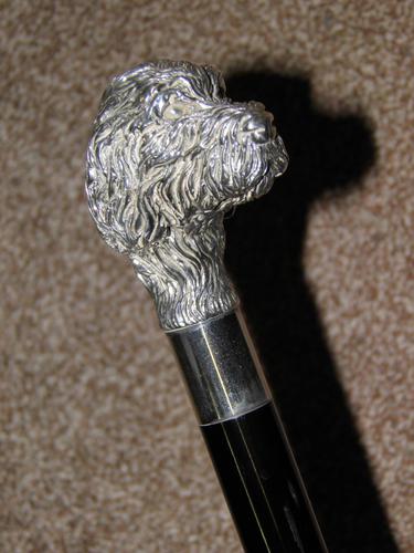 Vintage 925 Silver Detailed Deer Hound Dog's Head Walking Stick / Cane (1 of 20)