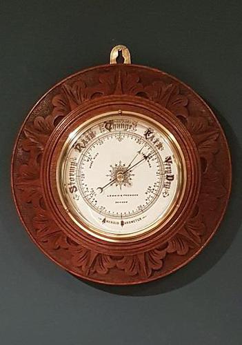 Superb Antique Oak Carved Dundee Barometer (1 of 6)