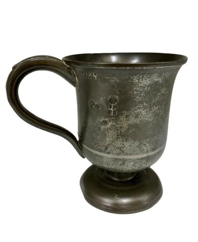 Antique Georgian Pint Pewter Tankard c.1820 (1 of 6)