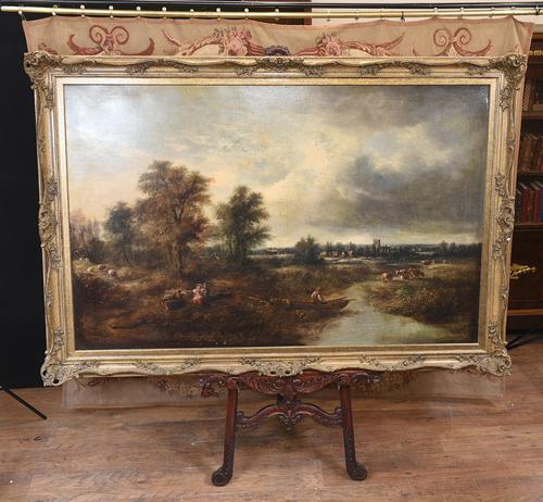 Victorian Oil Painting English Norfolk Landscape Rustic c.1860 Arcadia (1 of 17)