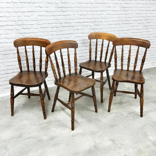 Set of 4 Antique Spindleback Windsor Kitchen Chairs (1 of 5)