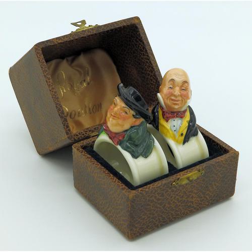 Extremely Rare Pair of Royal Doulton Dickens Napkin Rings in Original Box 1920 (1 of 8)