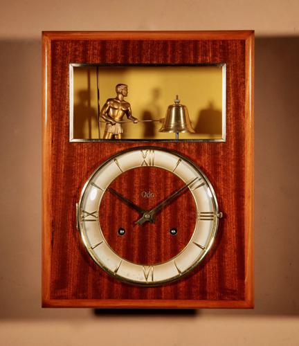 French Mahogany & Satinwood Signed Odo Automation Striking Wall Clock (1 of 5) French Mahogany & Satinwood Signed Odo Automation Striking Wall Clock (1 of 5)