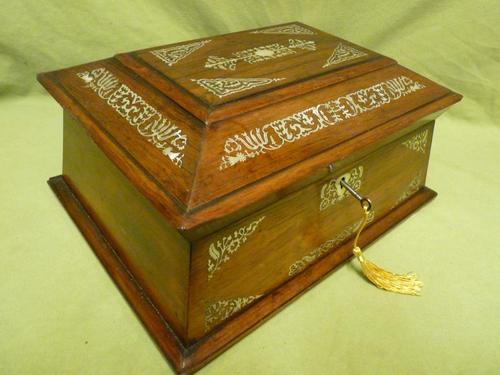 Large Inlaid Rosewood Jewellery / Table Box c.1835 (1 of 12)