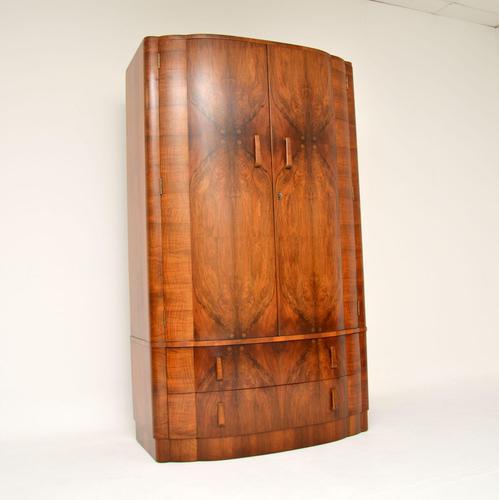 1930's Art Deco Figured Walnut Wardrobe (1 of 12)