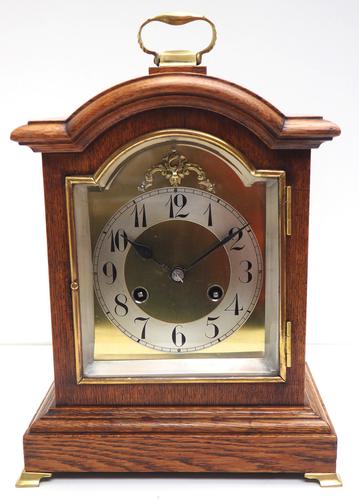 Rare Antique Oak Mantel Clock 8 Day Striking Bracket Clock (1 of 14)