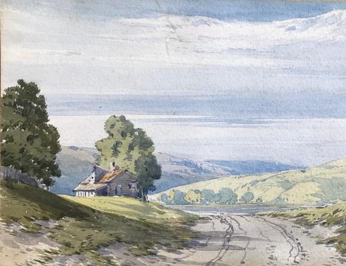 Original watercolour 'Cottage in a landscape (Lake District?) by John Callow 1822-1878. Initialled verso (1 of 4) Original watercolour 'Cottage in a landscape (Lake District?) by John Callow 1822-1878. Initialled verso (1 of 4)