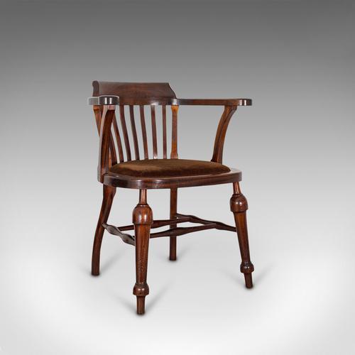 Antique Captain's Chair, English, Mahogany, Armchair, Seat, Edwardian c.1910 (1 of 12)