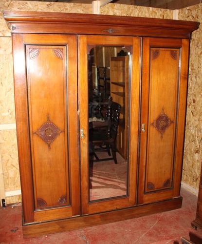 1920s Large 3 Door Mirrored Mahogany Maple and Co Wardrobe (1 of 8)