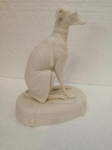 Rare 19th Century Parian Figure of a Seated Greyhound (1 of 6)