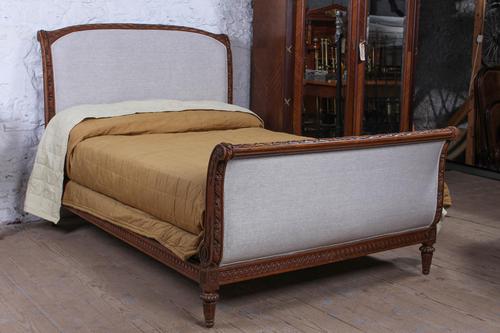 Very Attractive French Double Upholstered Bed (1 of 8)