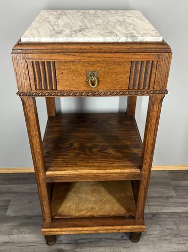 French Antique Bedside Table Cabinet Vintage Nightstand Marble Top (1 of 11)