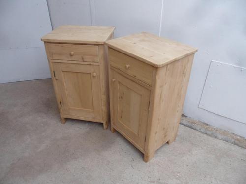 Great Pair of Antique Pine Victorian Bedside Cabinets to wax / paint (1 of 7)