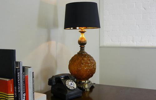 Pair of Large Vintage Glass & Figured Ormolu Table Lamps (1 of 10)