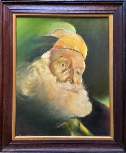 Early 1900s Oil Portrait Painting of Elderly Bearded Indian Gent (1 of 12)