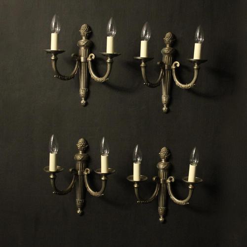 French Set of 4 Silver Gilded Antique Wall Lights (1 of 10)