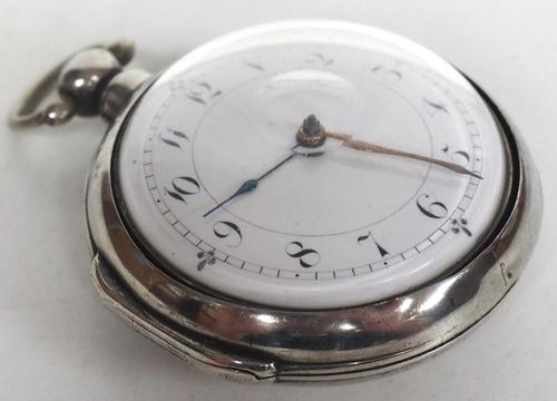 Antique Silver Pair of Case Pocket Watch Fusee Verge Escapement Key Wind Enamel Dial Thomas Cooker Oakham (1 of 12)