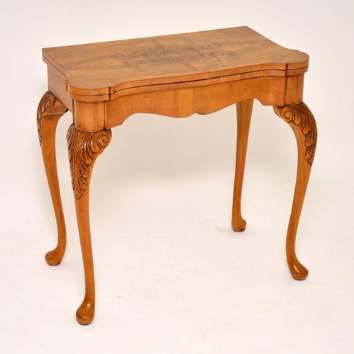 Antique Queen Anne Style Burr Walnut Card Table (1 of 11)