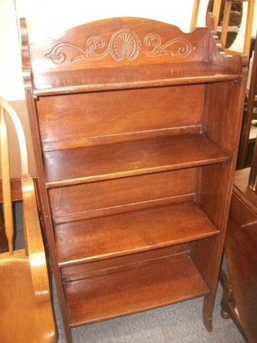 Folding Open Bookcase with Carved Upstand (1 of 4)