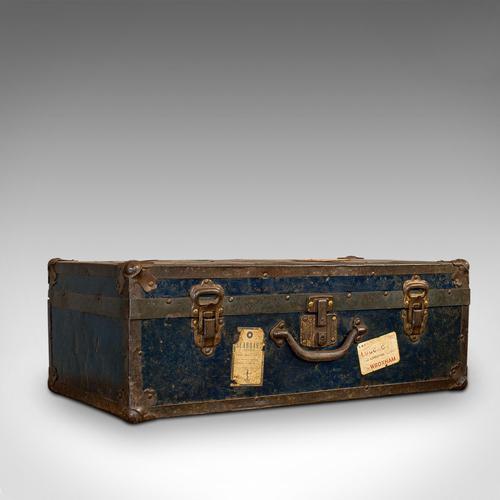 Antique Steamer Trunk, English, Travel, Voyage, Chest, Edwardian c.1910 (1 of 12)