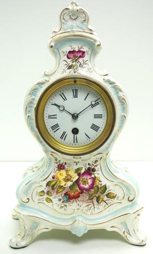 Antique 8 Day Porcelain Mantel Clock Sevres Egg Shell Blue Floral French Mantle Clock (1 of 12) Antique 8 Day Porcelain Mantel Clock Sevres Egg Shell Blue Floral French Mantle Clock (1 of 12)