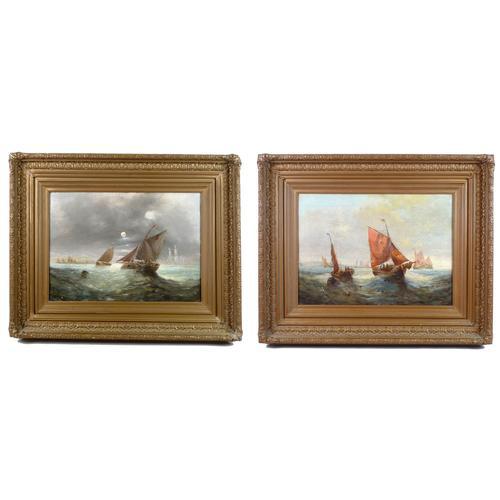 Pair of George H. Knight Oil on Canvas Paintings of Marine Scenes (1 of 9)