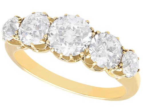 3.29ct Diamond & 18ct Yellow Gold Five Stone Ring c.1925 (1 of 9) 3.29ct Diamond & 18ct Yellow Gold Five Stone Ring c.1925 (1 of 9)