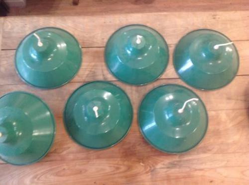 Set of 6 1970s Ex-shop Enamel Light Shades (1 of 5) Set of 6 1970s Ex-shop Enamel Light Shades (1 of 5)