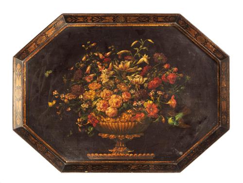 Late 18th Century Painted Octagonal Papier-Mâché Tray (1 of 4) Late 18th Century Painted Octagonal Papier-Mâché Tray (1 of 4)