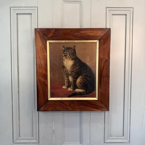 Antique Oil Painting Portrait Study of a Tabby Cat Signed Walter Harrowing (1 of 11)