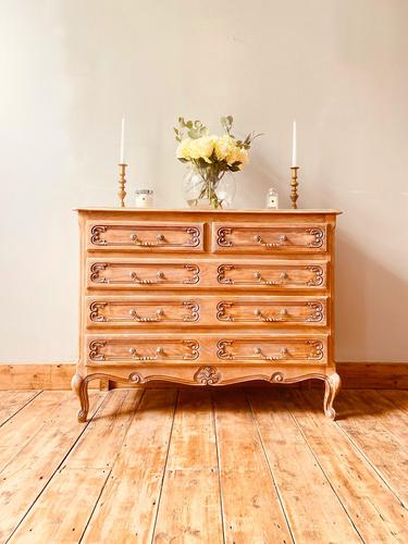 French Antique Style Chest of Drawers / Louis XV Style Raw Oak Chest (1 of 9)