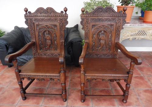 Pair of Victorian country oak wainscot chairs (Free shipping to Mainland England) (1 of 10) Pair of Victorian country oak wainscot chairs (Free shipping to Mainland England) (1 of 10)