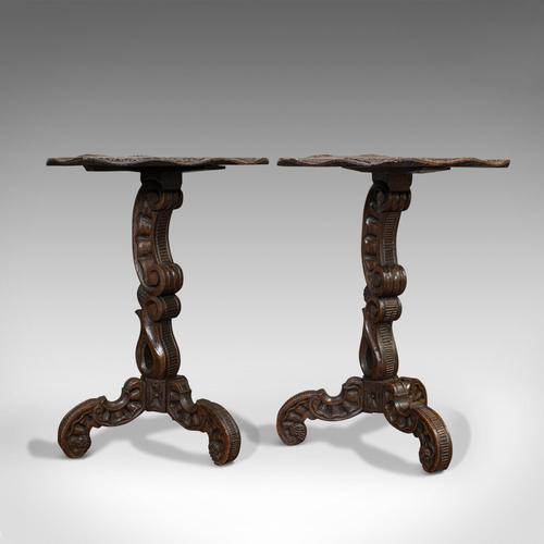 Pair of Antique Side Tables, Asian, Elm, Occasional, Wine Stand, Victorian, 1900 (1 of 11)