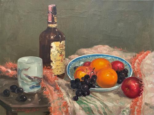 Exceptional Original Vintage Still Life of Fruit & Wine French Oil Painting (1 of 12) Exceptional Original Vintage Still Life of Fruit & Wine French Oil Painting (1 of 12)