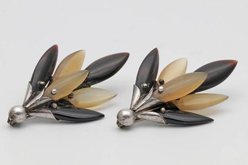 Pair of Horn & Silver Brooches c.1900 (1 of 2) Pair of Horn & Silver Brooches c.1900 (1 of 2)