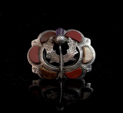 Antique Scottish silver and agate brooch, Amethyst thistle (1 of 10) Antique Scottish silver and agate brooch, Amethyst thistle (1 of 10)