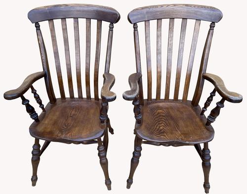 Lovely Pair of Solid Elm Farm Armchairs (1 of 5)