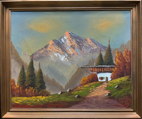 The Three Peaks 20thc Vintage Swiss School - Mountainous Landscape Oil Painting (1 of 12) The Three Peaks 20thc Vintage Swiss School - Mountainous Landscape Oil Painting (1 of 12)