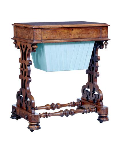 19th Century High Victorian Burr Walnut Work Table (1 of 8) 19th Century High Victorian Burr Walnut Work Table (1 of 8)