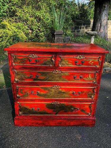 Antique Lacquered Chinoiserie Chest of Drawers (1 of 11)