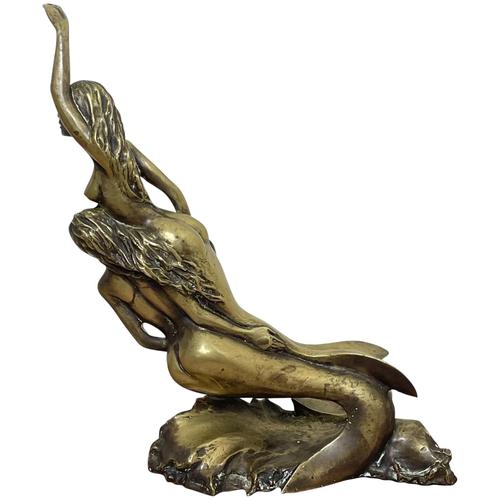 Art Deco French Signed Gilt Bronze 2 Female Nude Mermaids Swimming Statue c.1930 (1 of 41)