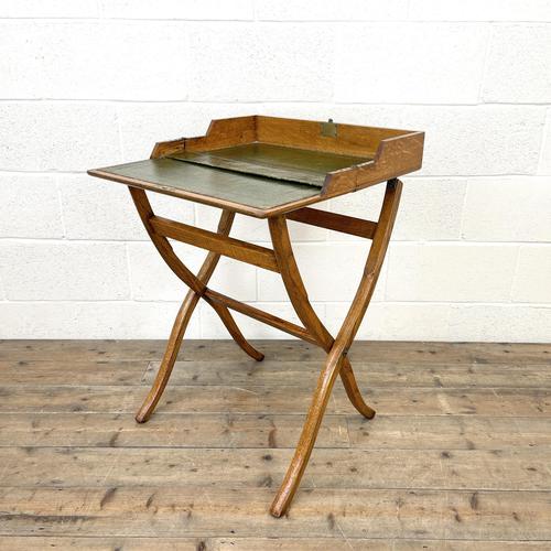 Antique Oak Folding Campaign Desk (1 of 10)