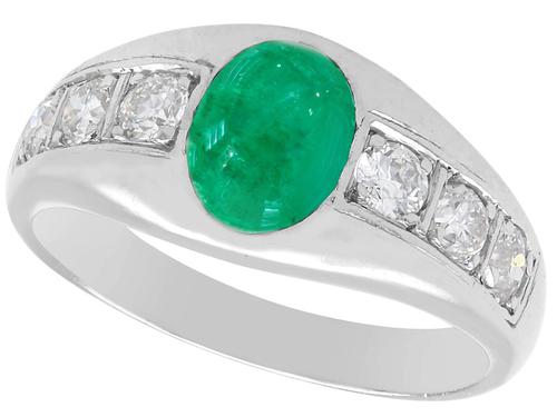 0.85ct Emerald & 0.30ct Diamond, Platinum Dress Ring - Vintage c.1940 (1 of 9) 0.85ct Emerald & 0.30ct Diamond, Platinum Dress Ring - Vintage c.1940 (1 of 9)