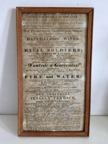 Antique Theatre Poster 1817 was the English Opera House, Now Lyceum, London Rare (1 of 7)