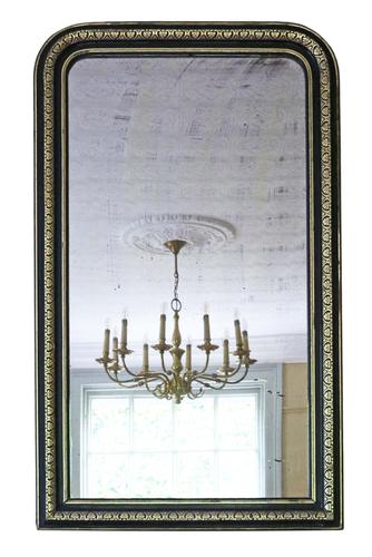 19th Century ebonised and gilt mirror overmantle wall (1 of 9)