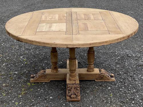 Large Round French Bleached Oak Farmhouse Table with Extensions (1 of 38)