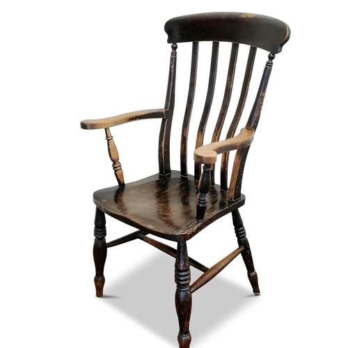 Antique Elm Lath Back Armchair (1 of 9) Antique Elm Lath Back Armchair (1 of 9)