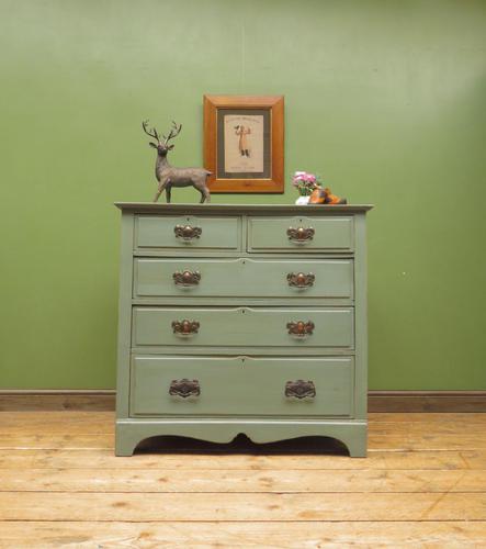 Antique Gustavian Style Blue Painted Chest of Drawers (1 of 18)