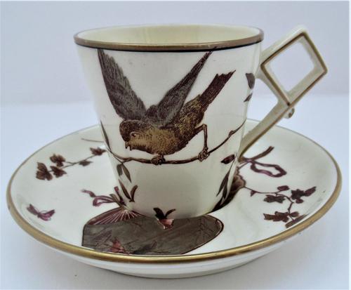 Powell, Bishop & Stonier Aesthetic period coffee cup and saucer, 1880 (1 of 8) Powell, Bishop & Stonier Aesthetic period coffee cup and saucer, 1880 (1 of 8)